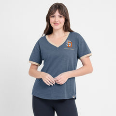 San Diego Padres Fanatics Women's Binge Worthy Stadium Slub V-Neck T-Shirt | MLB New