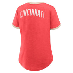 Cincinnati Reds Fanatics Women's Binge Worthy Stadium Slub V-Neck T-Shirt | MLB New