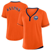 Houston Astros Fanatics Women's Cooperstown Collection League Diva Raglan V-Neck T-Shirt | MLB Discount