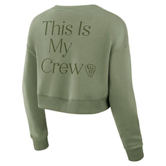Milwaukee Brewers Fanatics Women's Studio Cropped Pullover Sweatshirt | MLB On Sale