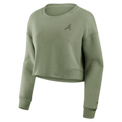Atlanta Braves Fanatics Women's Studio Cropped Pullover Sweatshirt | MLB For sale