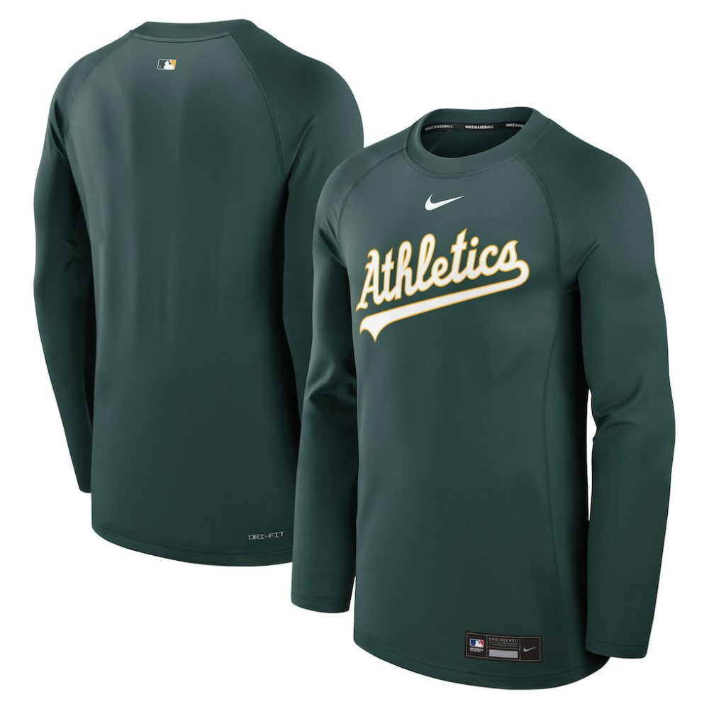 Athletics Nike Authentic Collection Game Time Raglan Dri-FIT Long Sleeve T-Shirt | MLB On Sale