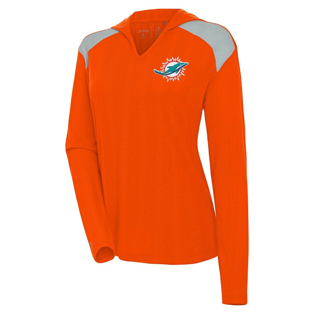 Miami Dolphins Antigua Women's Opulent Long Sleeve Hoodie T-Shirt