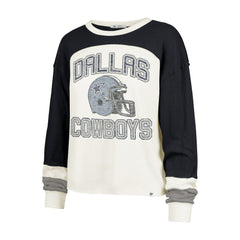 Dallas Cowboys 47 brand '47 Women's Double Header Curve Raglan Long Sleeve Crop Top