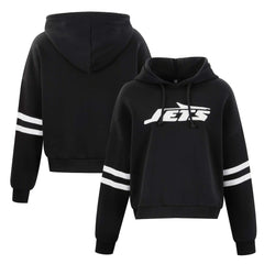 New York Jets Cuce Women's Cropped Sequins Pullover Hoodie