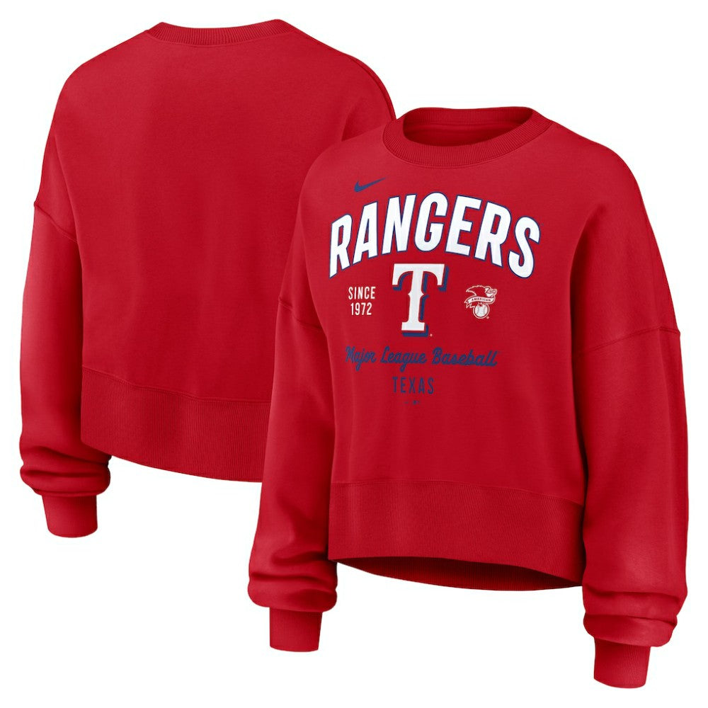 Texas Rangers Nike Women's Oversized High Hip Pullover Sweatshirt | MLB For sale