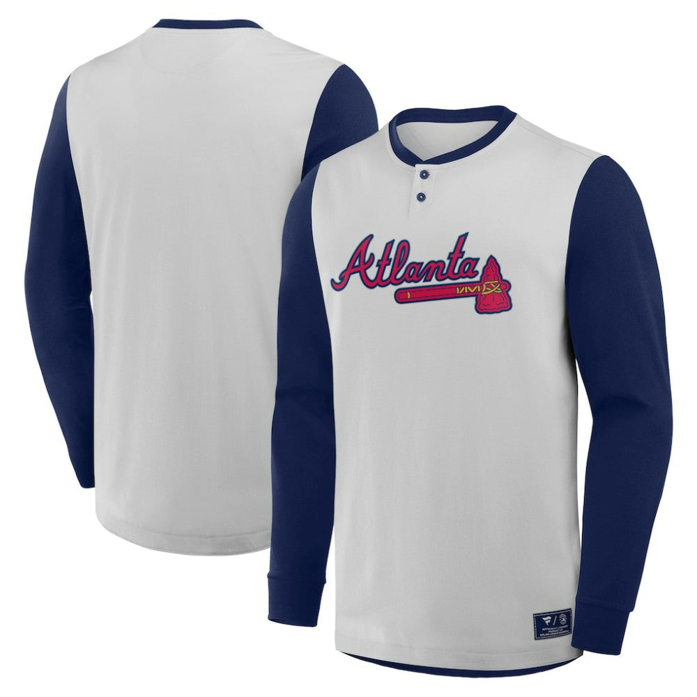 Atlanta Braves Fanatics Clubhouse Long Sleeve Henley Shirt | MLB On Sale