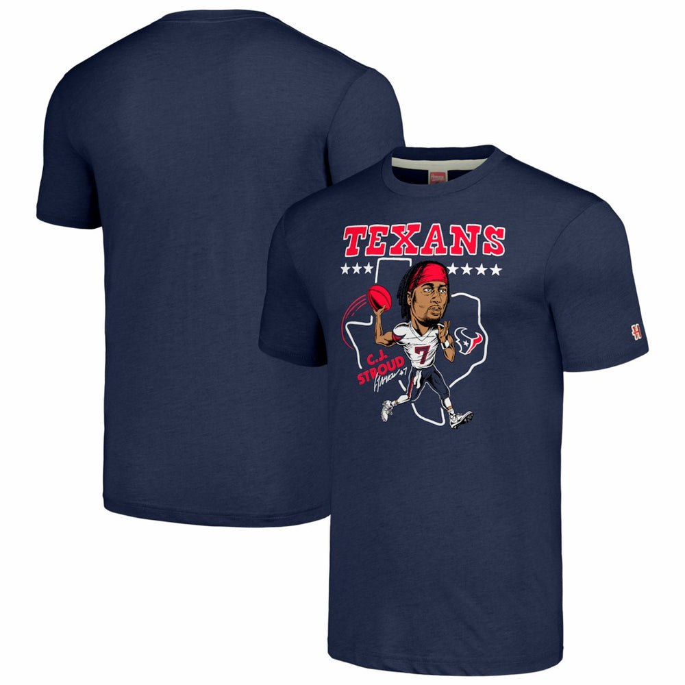 Houston Texans C.J. Stroud Homage Unisex Caricature Player Tri-Blend T-Shirt