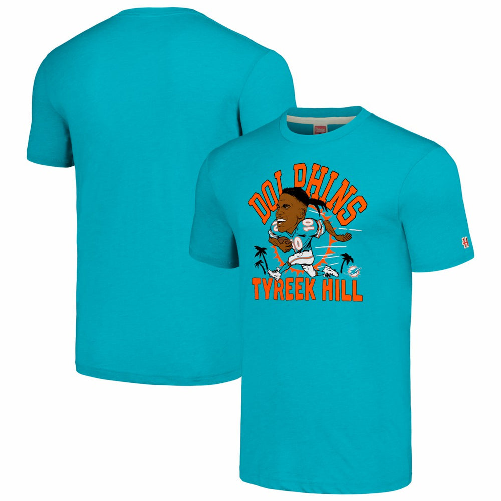Miami Dolphins Tyreek Hill Homage Unisex Caricature Player Tri-Blend T-Shirt