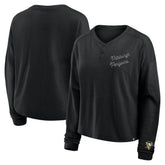 Pittsburgh Penguins Fanatics Women's Oversized All Out Effort Long Sleeve Henley T-Shirt Online