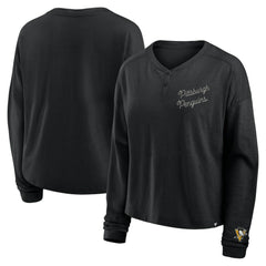 Pittsburgh Penguins Fanatics Women's Oversized All Out Effort Long Sleeve Henley T-Shirt Online