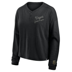 Vegas Golden Knights Fanatics Women's Oversized All Out Effort Long Sleeve Henley T-Shirt Discount