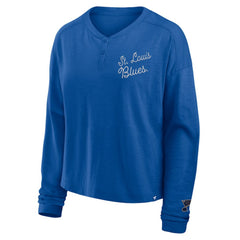 St. Louis Blues Fanatics Women's Oversized All Out Effort Long Sleeve Henley T-Shirt On Sale