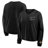 Boston Bruins Fanatics Women's Oversized All Out Effort Long Sleeve Henley T-Shirt For Sale