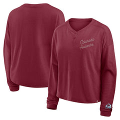 Colorado Avalanche Fanatics Women's Oversized All Out Effort Long Sleeve Henley T-Shirt Sale