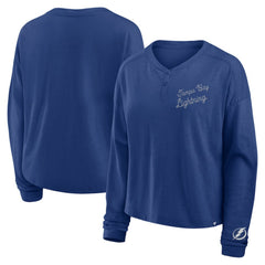 Tampa Bay Lightning Fanatics Women's Oversized All Out Effort Long Sleeve Henley T-Shirt Discount