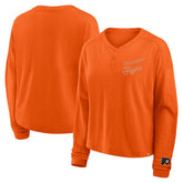 Philadelphia Flyers Fanatics Women's Oversized All Out Effort Long Sleeve Henley T-Shirt Online
