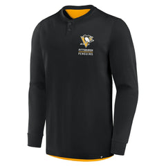 Pittsburgh Penguins Fanatics Adrenaline Push Long Sleeve Henley Shirt For Sale