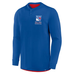 New York Rangers Fanatics Adrenaline Push Long Sleeve Henley Shirt Outlet
