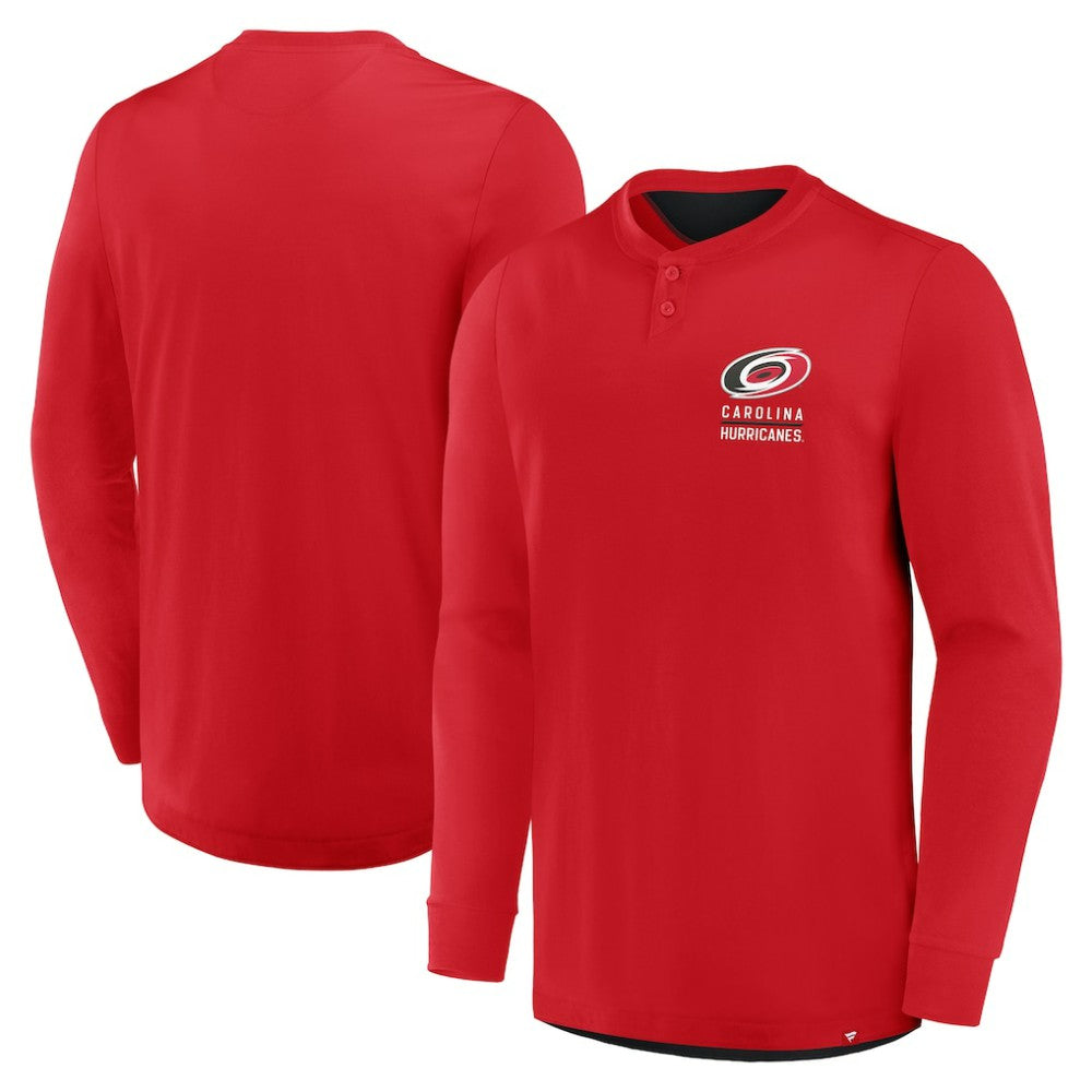 Carolina Hurricanes Fanatics Adrenaline Push Long Sleeve Henley Shirt Discount