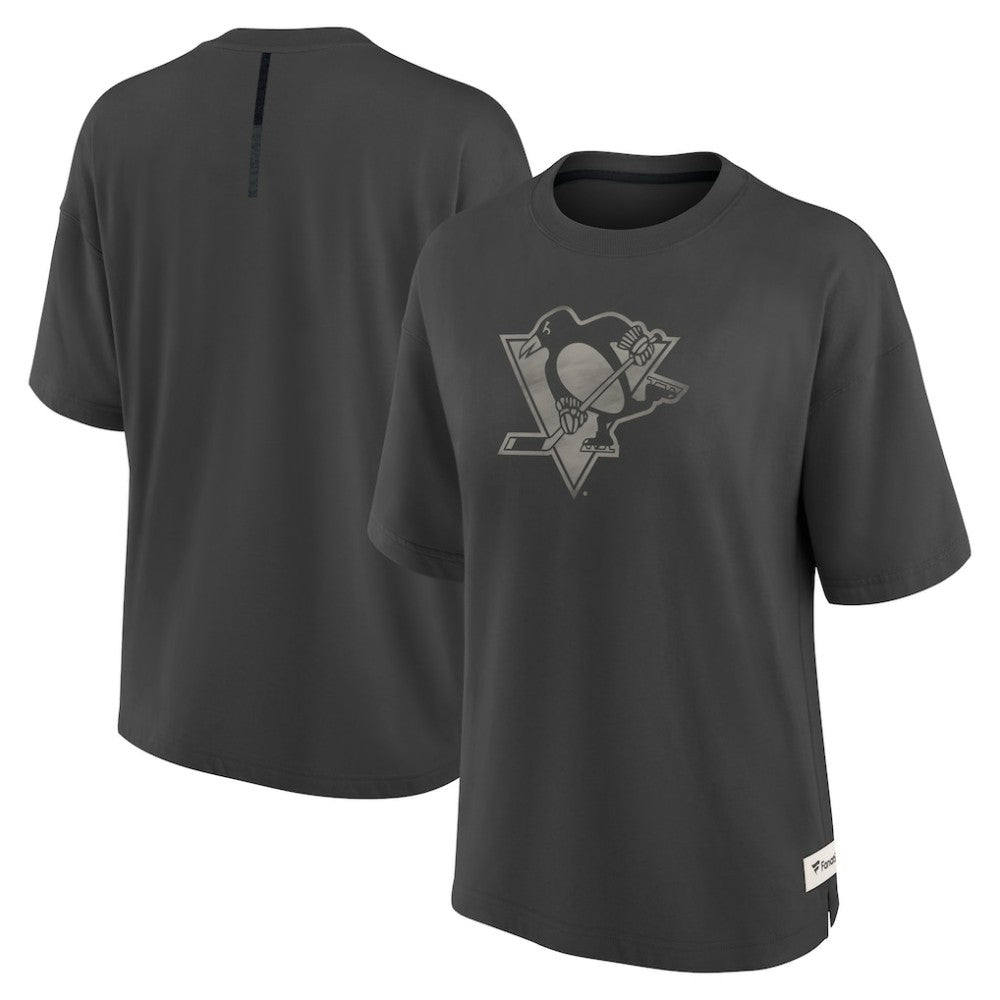 Pittsburgh Penguins Fanatics Women's Oversized Elements Raw Edge Future Ground T-Shirt For Sale