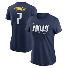 Trea Turner Philadelphia Phillies Nike Women's 2024 City Connect Fuse Player Name & Number T-Shirt | MLB For sale