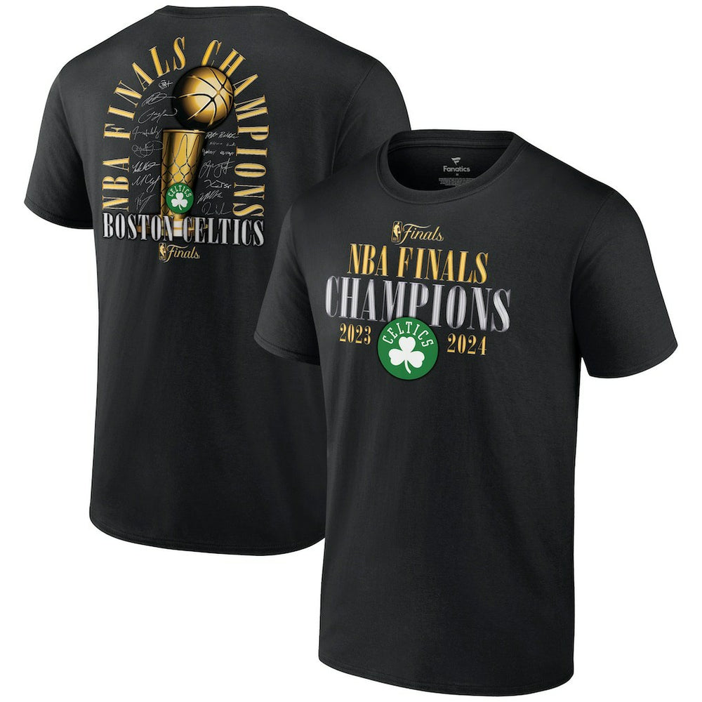Boston Celtics 2024 NBA Finals Champions Big & Tall Fade Away Jumper Roster Signature T-Shirt Discount