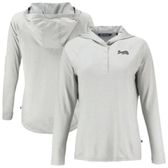 Atlanta Braves Cutter & Buck Women's Coastline Epic Comfort Eco Recycled Raglan Long Sleeve Hoodie T-Shirt | MLB US