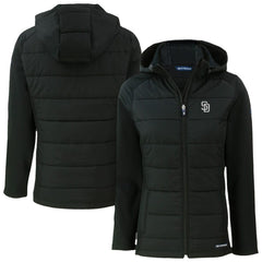 San Diego Padres Cutter & Buck Women's Evoke Hybrid Eco Softshell Recycled Full-Zip Hooded Jacket | MLB Discount