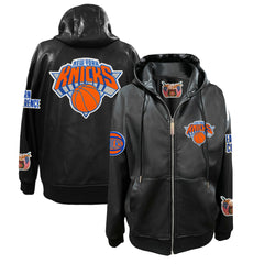 New York Knicks Jeff Hamilton Vegan Leather Full-Zip Hoodie On Sale