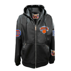 New York Knicks Jeff Hamilton Vegan Leather Full-Zip Hoodie On Sale