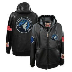 Minnesota Timberwolves Jeff Hamilton Vegan Leather Full-Zip Hoodie Discount
