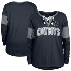 Dallas Cowboys New Era Women's Lace-Up Notch-Neck Long Sleeve T-Shirt
