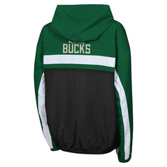 Milwaukee Bucks Youth Headliner Windbreaker Full-Zip Hoodie Jacket New