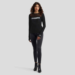 Las Vegas Raiders WEAR by Erin Andrews x Gracie Hunt Women's Mesh Panel Long Sleeve T-Shirt