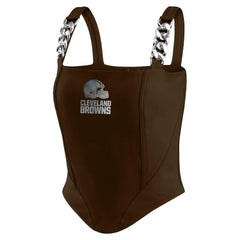 Cleveland Browns WEAR by Erin Andrews x Gracie Hunt Women's Chain Link Corset Top