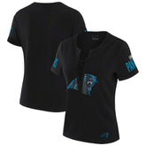 Carolina Panthers WEAR by Erin Andrews x Gracie Hunt Women's Draft Me Lace-Up T-Shirt