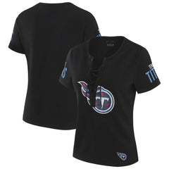 Tennessee Titans WEAR by Erin Andrews x Gracie Hunt Women's Draft Me Lace-Up T-Shirt