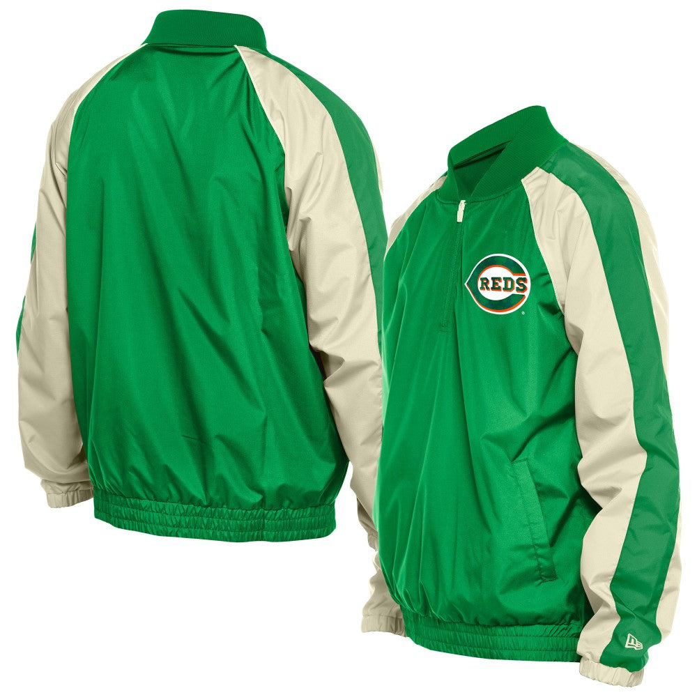 Cincinnati Reds New Era St. Patrick's Day Ripstop Raglan Quarter-Zip Windbreaker | MLB For sale