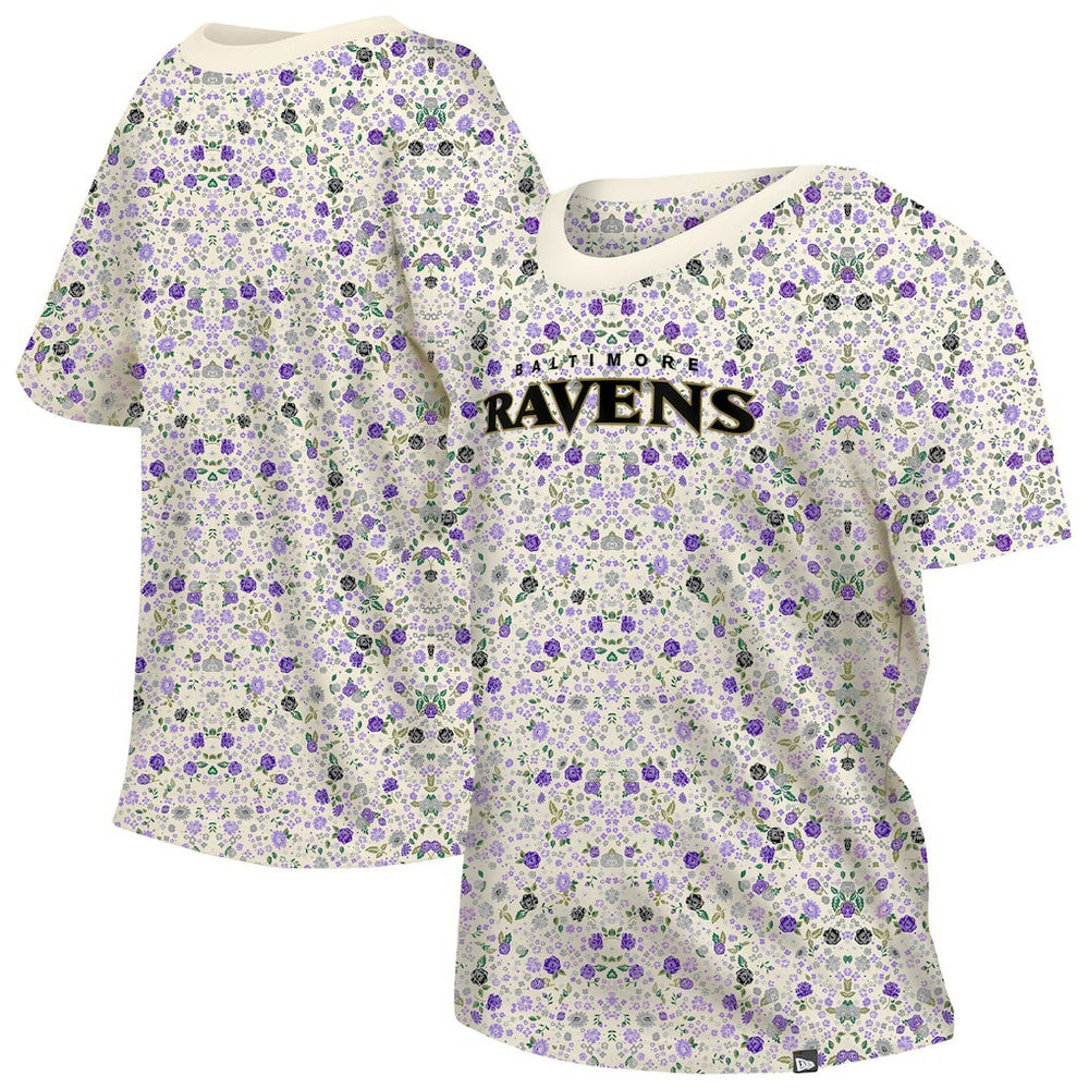 Baltimore Ravens New Era Women's Glam Game Floral Scoop Neck T-Shirt