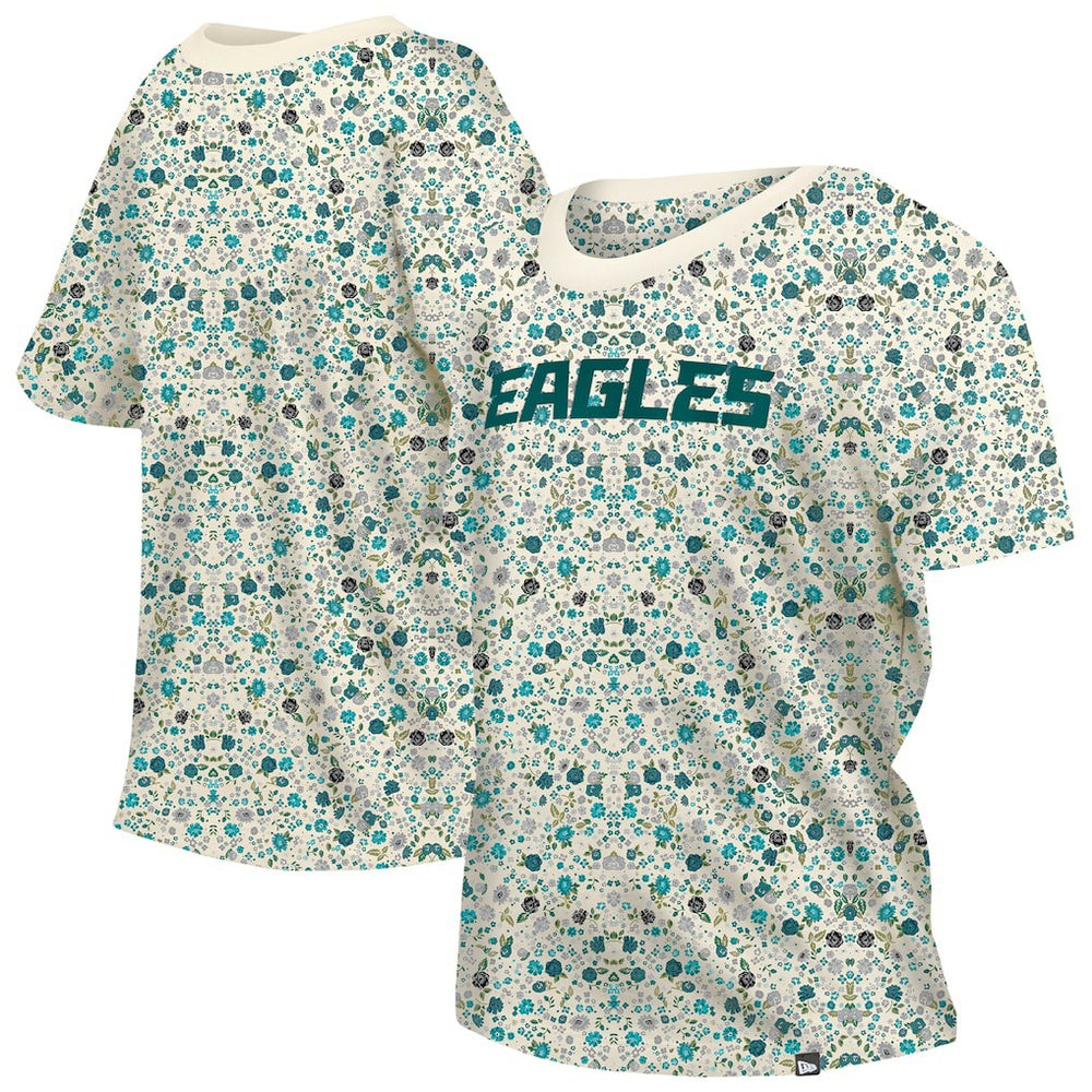 Philadelphia Eagles New Era Women's Glam Game Floral Scoop Neck T-Shirt