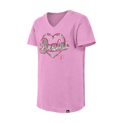 Boston Bruins New Era Girl's Youth Flip Sequin V-Neck T-Shirt On Sale