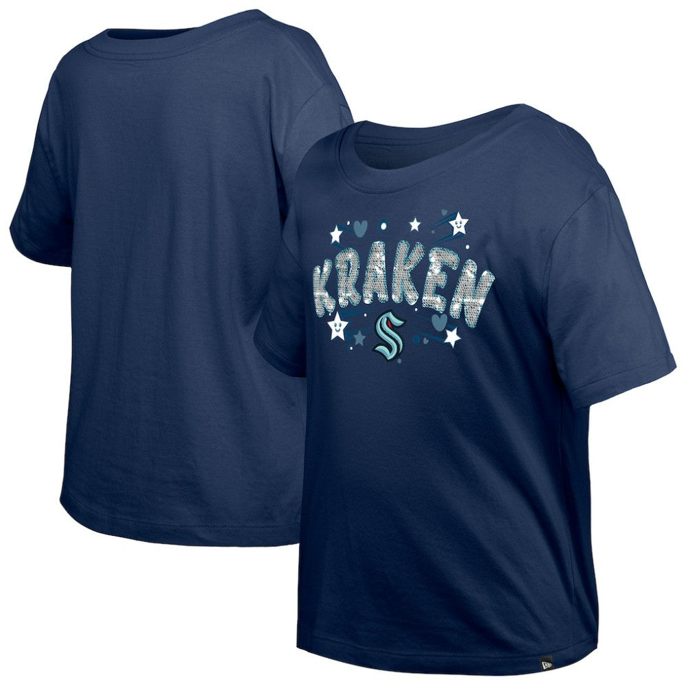 Seattle Kraken New Era Girl's Youth Flip Sequin T-Shirt Sale