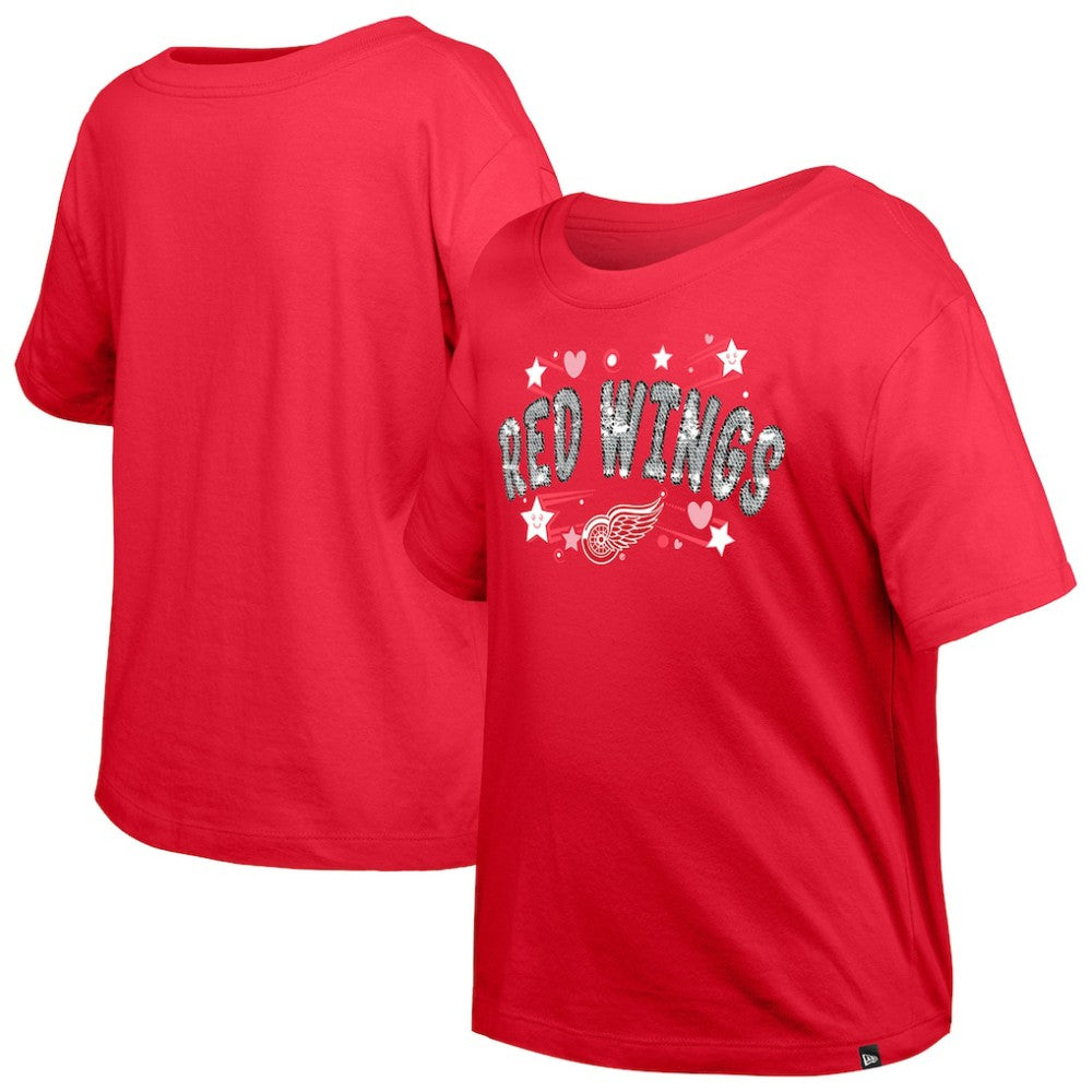 Detroit Red Wings New Era Girl's Youth Flip Sequin T-Shirt For Sale