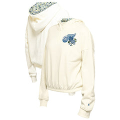 Detroit Red Wings New Era Women's Glam Game Quarter-Zip Cropped Floral Hoodie Pullover Outlet