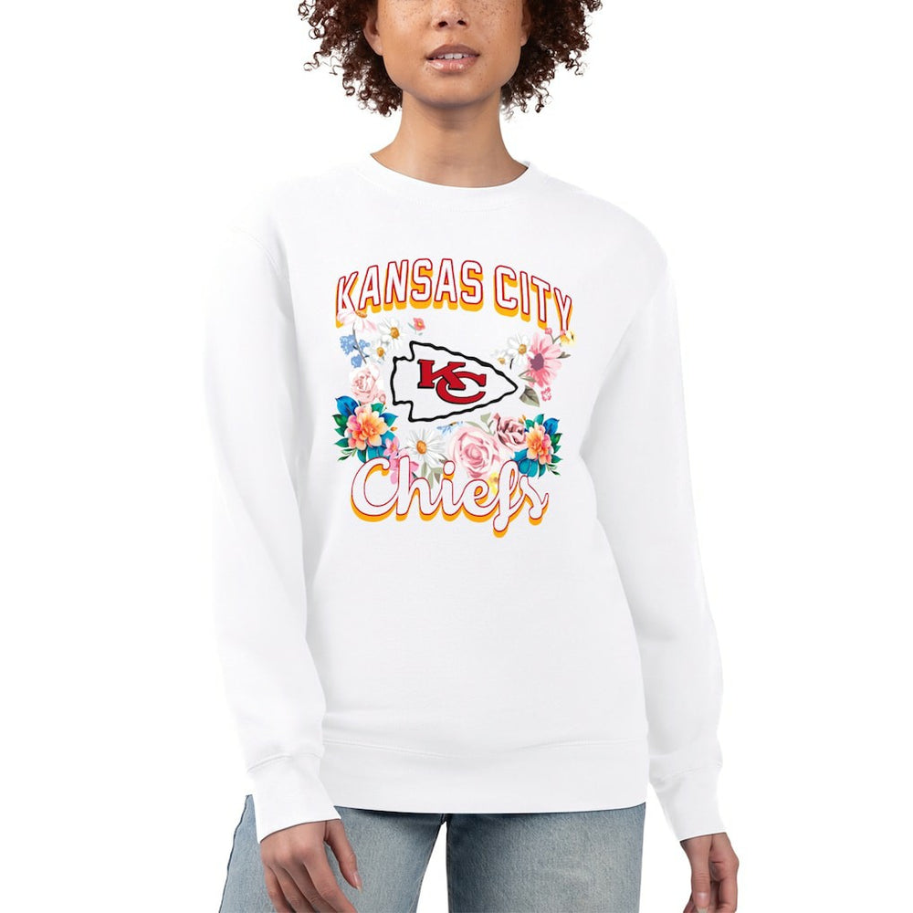 Kansas City Chiefs G-III 4Her by Carl Banks Women's Flower Logo Graphic Fleece Pullover Sweatshirt