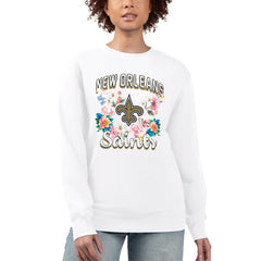 New Orleans Saints G-III 4Her by Carl Banks Women's Flower Logo Graphic Fleece Pullover Sweatshirt