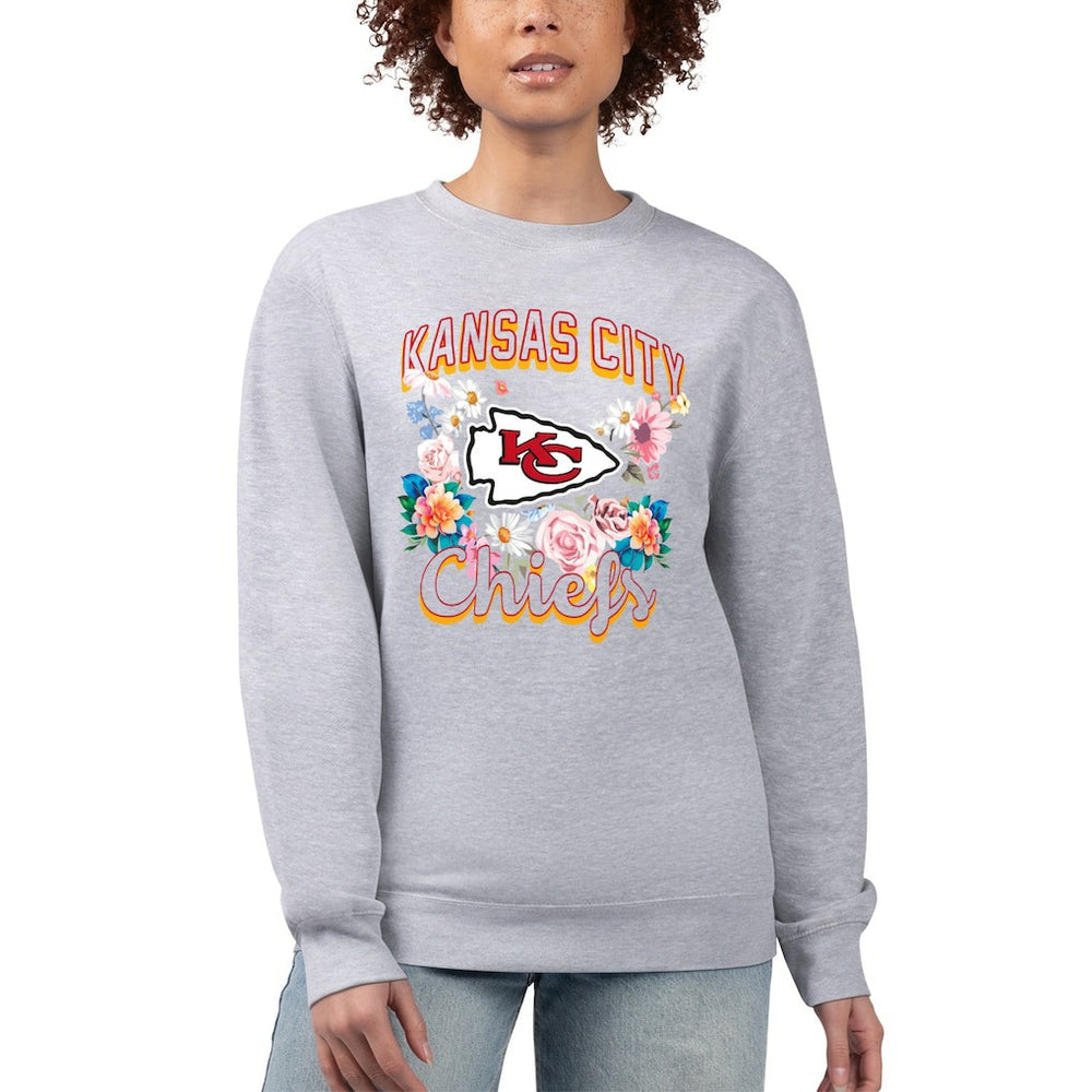 Kansas City Chiefs G-III 4Her by Carl Banks Women's Flower Logo Graphic Fleece Pullover Sweatshirt