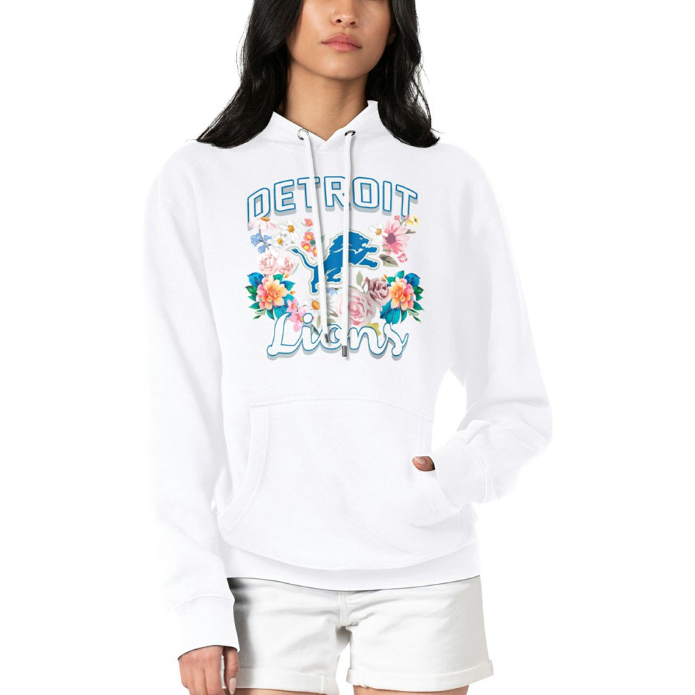 Detroit Lions G-III 4Her by Carl Banks Women's Flowers Team Logo Graphic Fleece Pullover Hoodie