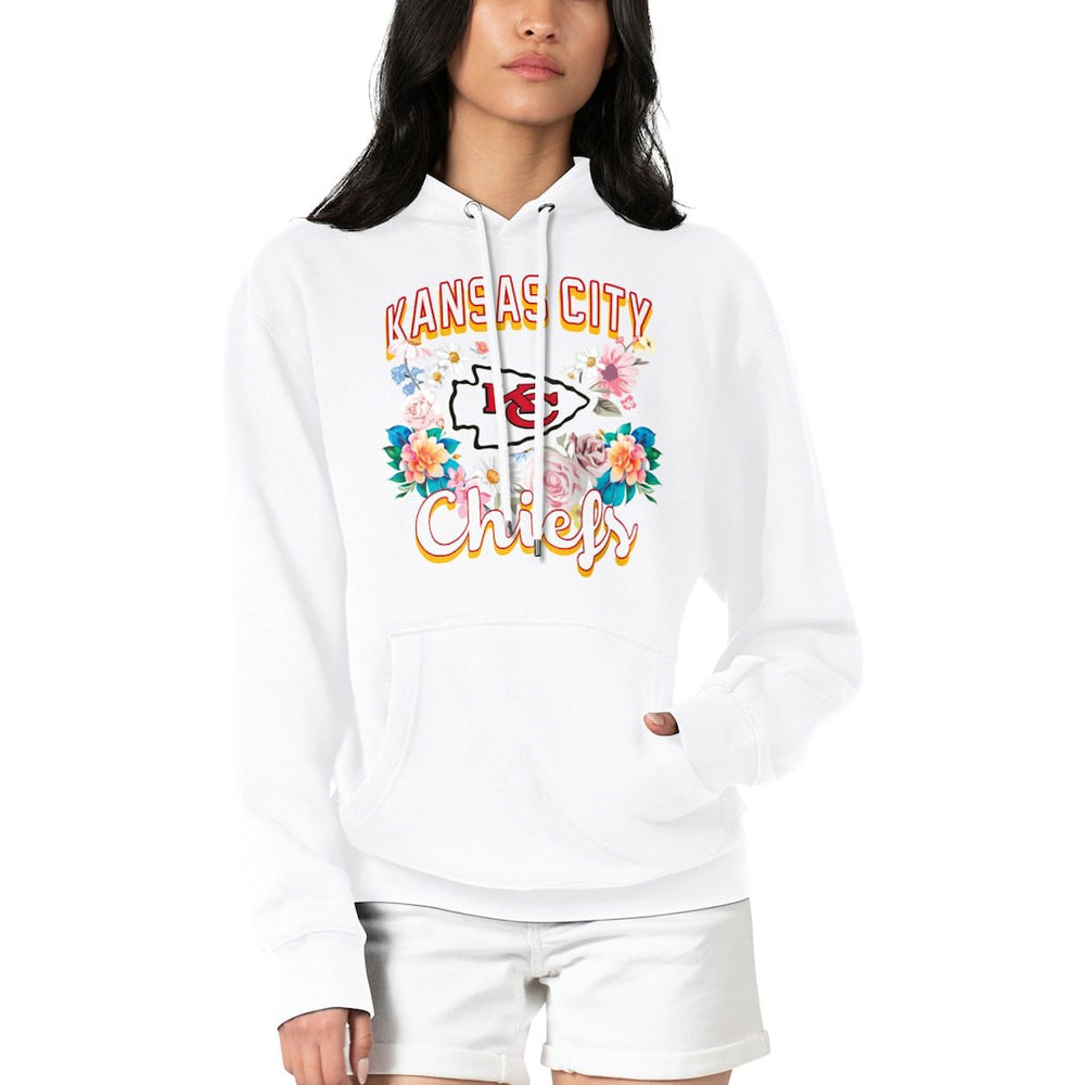 Kansas City Chiefs G-III 4Her by Carl Banks Women's Flowers Team Logo Graphic Fleece Pullover Hoodie